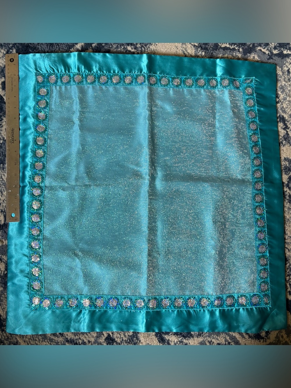 Turquoise Shimmer Square Scarf for Tarot Card Readings